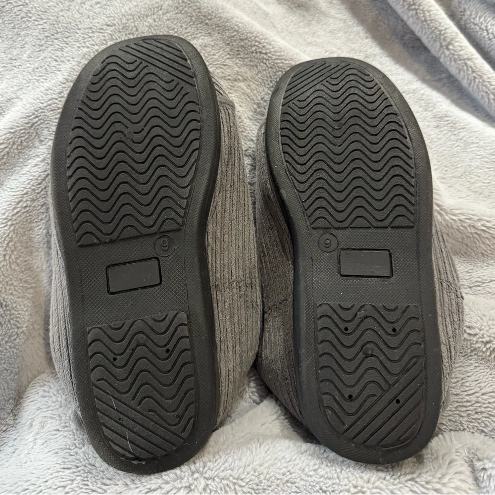 Hometop Grey House Slippers Traction Hard Soles Double Velcro Woman 9 Elderly - Picture 8 of 9